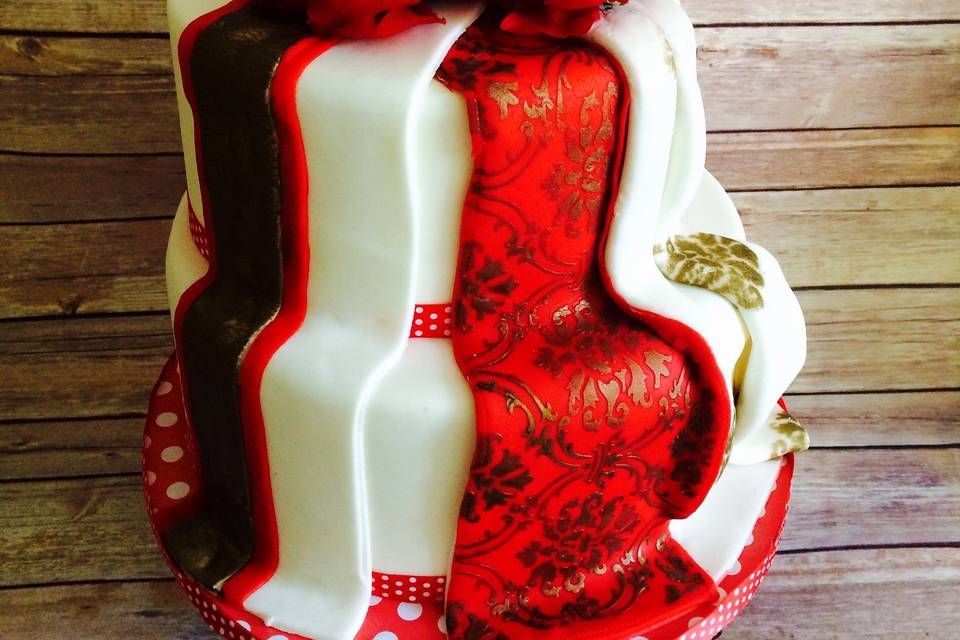 Red, white and black cake