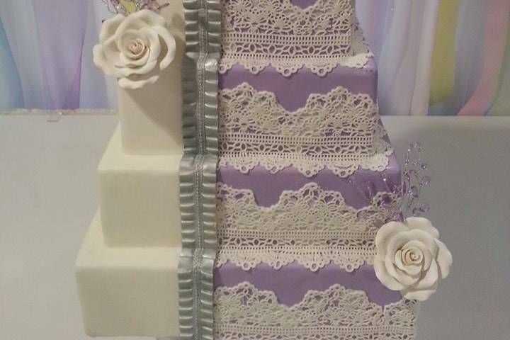 hand laid edible lace, hand made gumpaste roses