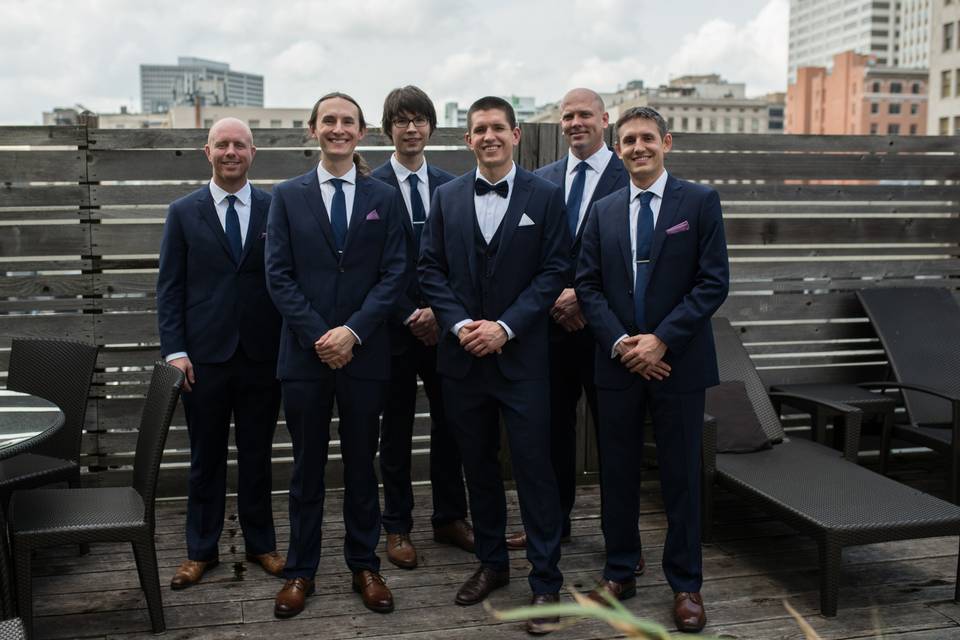 Groomsmen in the city