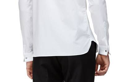 White or Ivory Microfiber Lay Down Collar Shirt in Regular Fit or Modern Fit with Comfort Flex Neck (Back)