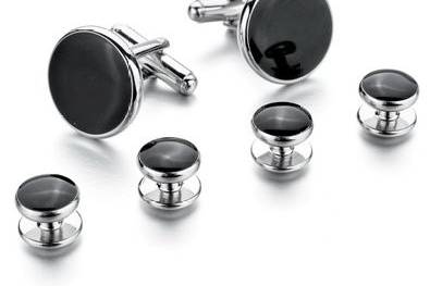 Black and Silver Studs and Cufflinks
