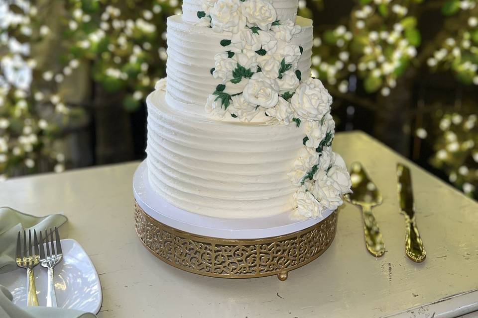 All white buttercream flowers