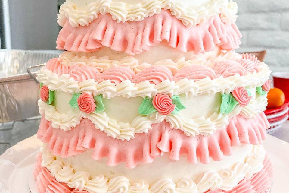 Vintage Pink Ruffle Cake