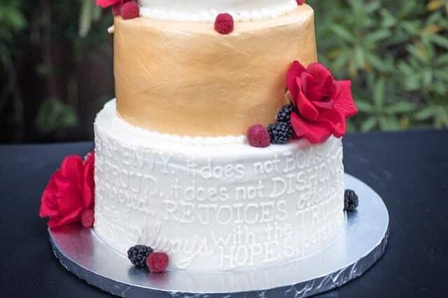Bold Red and Gold Handwriting