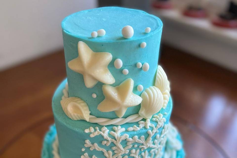 Ocean Themed Wedding Cake