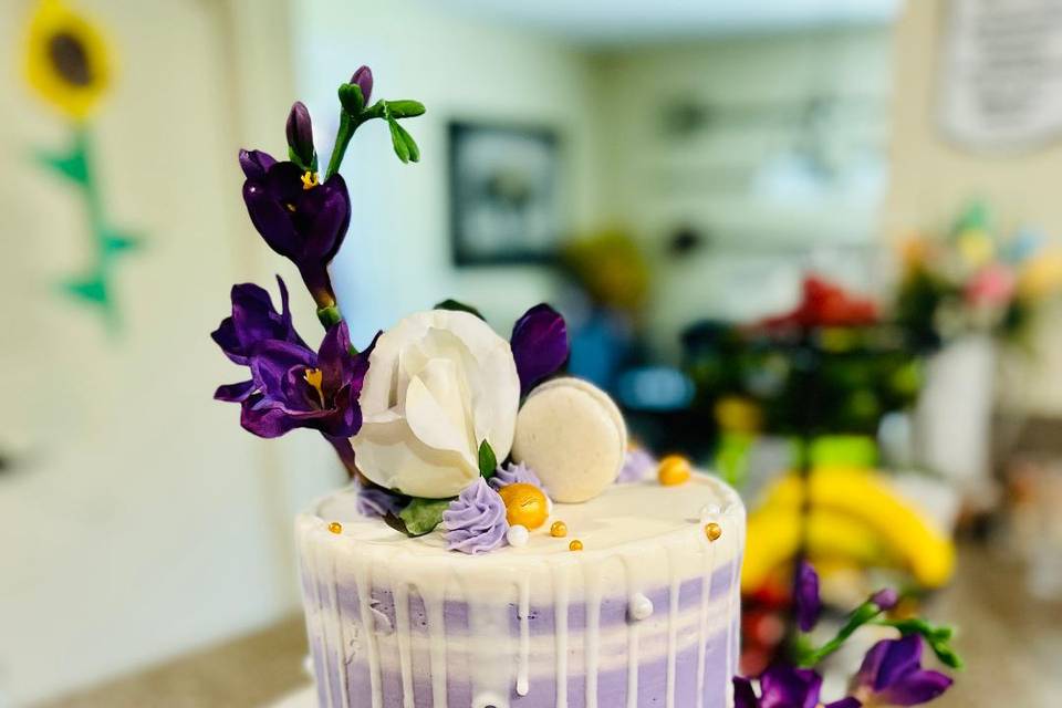 Lavender Macaron Drip cake