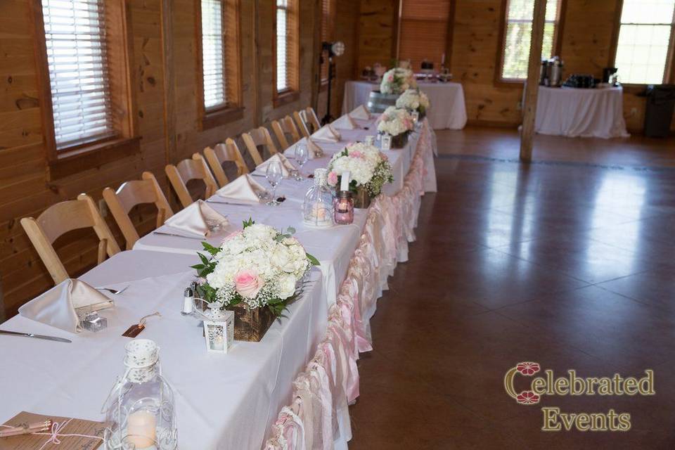 Table setup with centerpiece