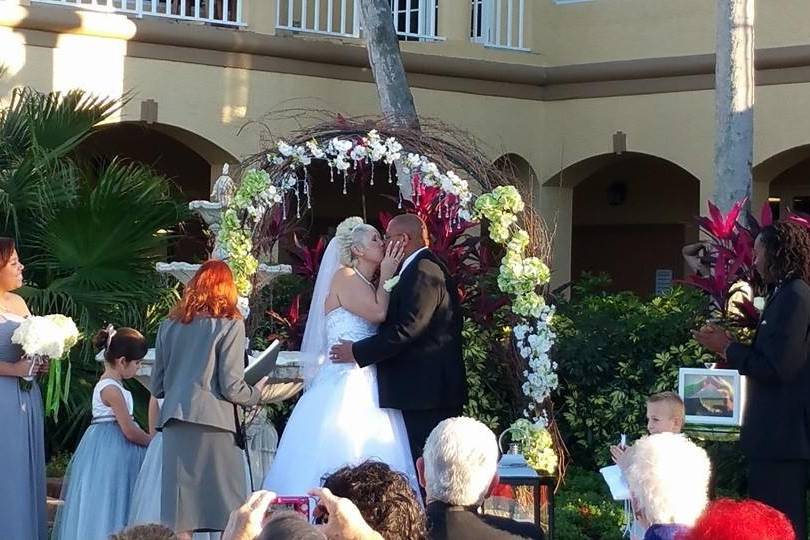 Ceremonial wedding kiss