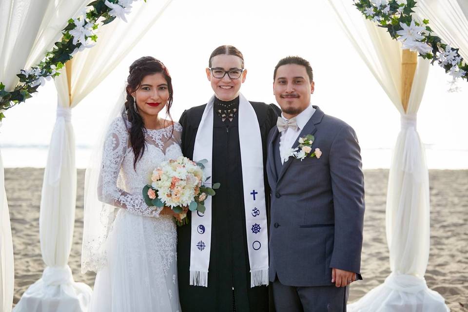 With the wedding officiant - Photo by Owen Captures