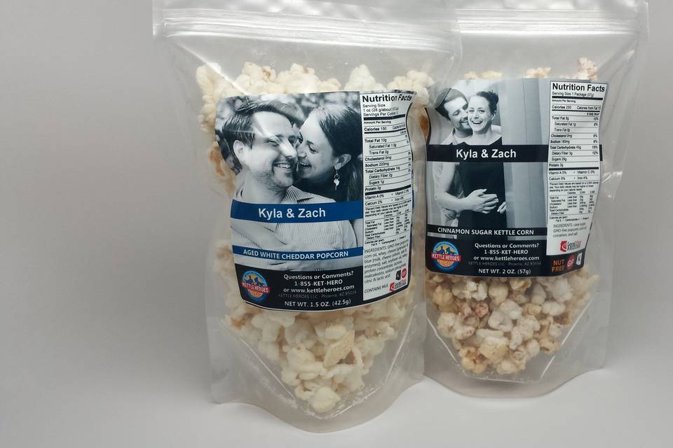 Custom labeled popcorn favors