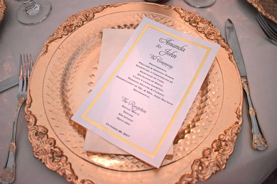 Table setting and menu card