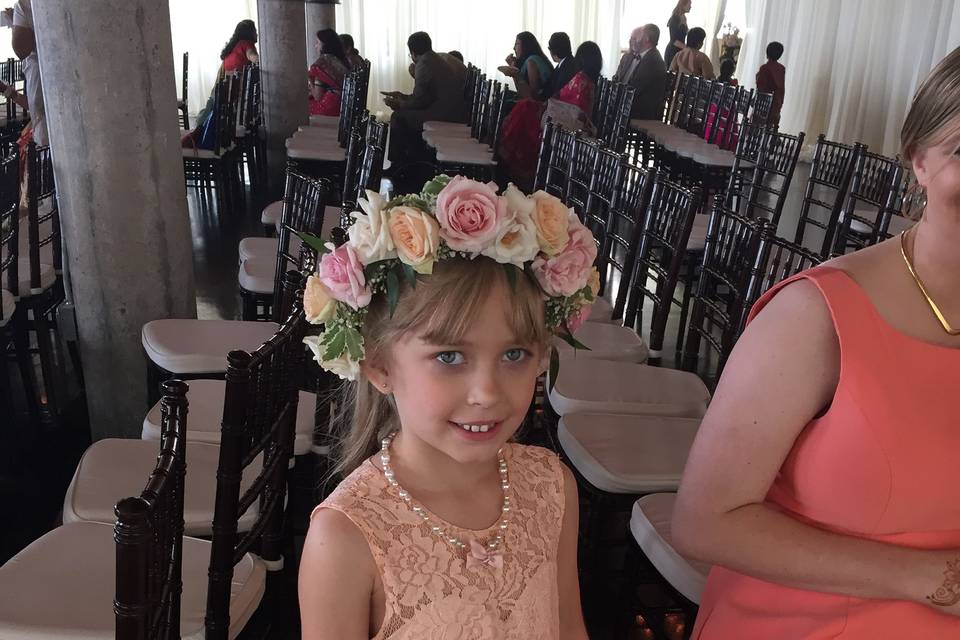 Flower girl with her floral crown