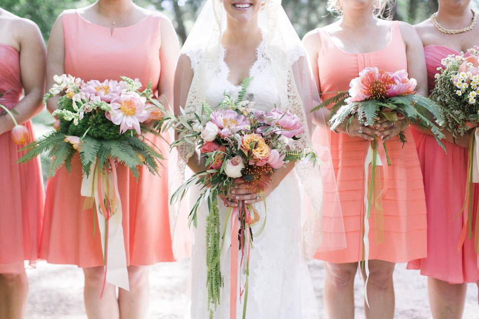 Bride and bridesmaids' bouquets