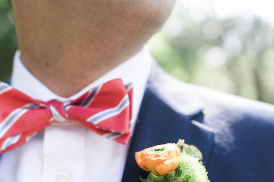Bow tie and boutonniere