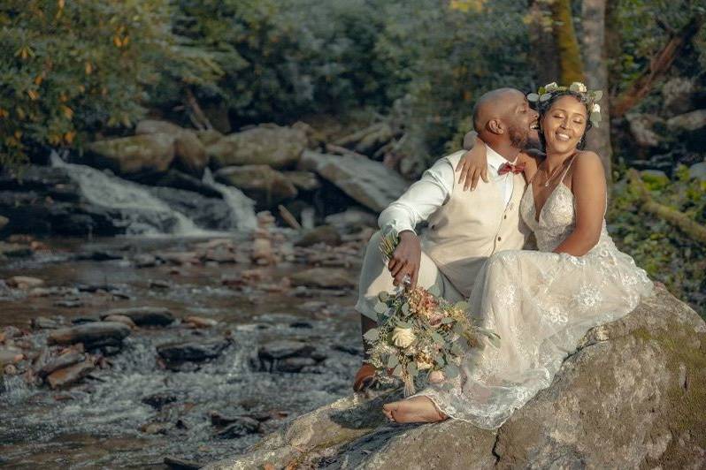 Waterfall Bride and Groom