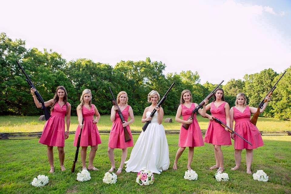 Bride with bridesmaids