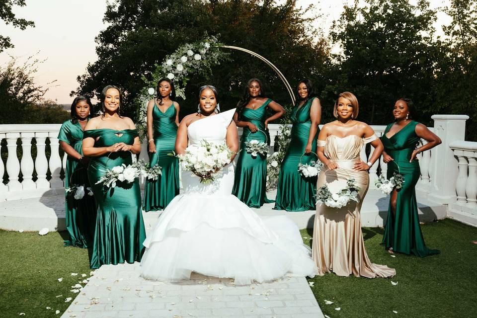 Outdoor ceremony with bridal party