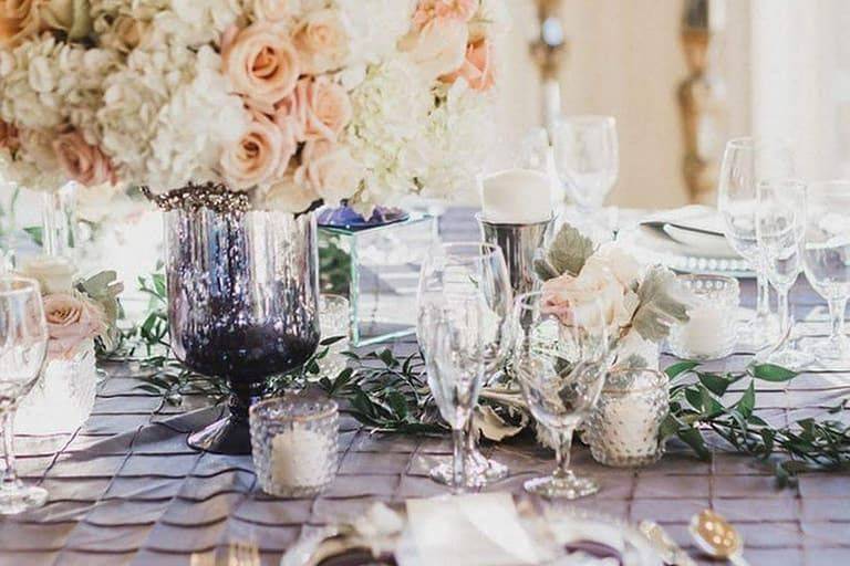 Table setup with centerpiece