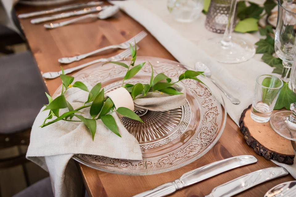 Rustic Table Setting w/ Clear