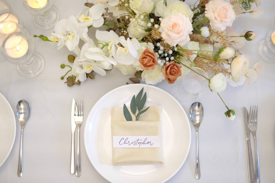 Simple White Table Setting w/.