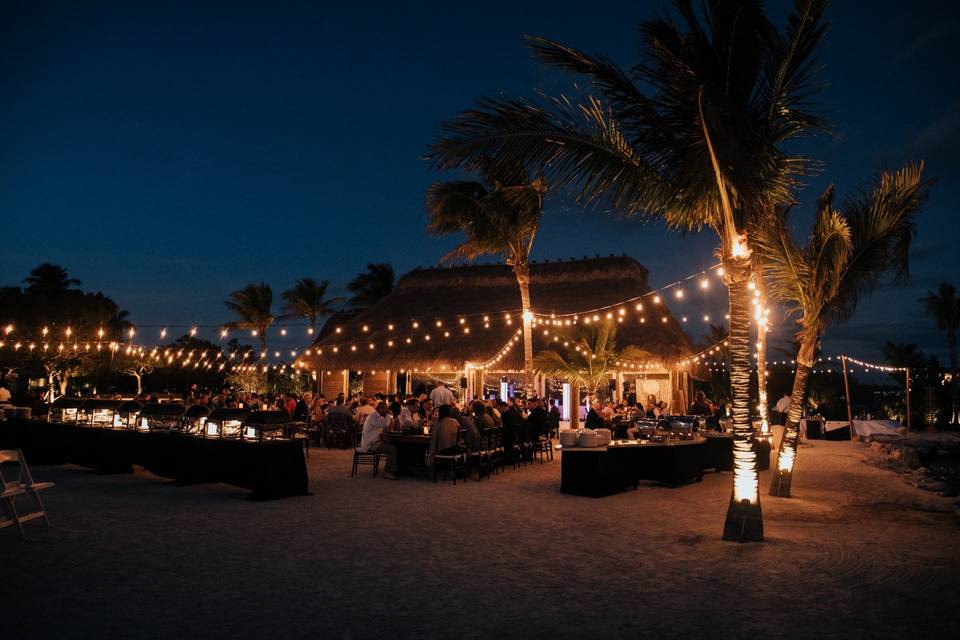 Beach wedding at night