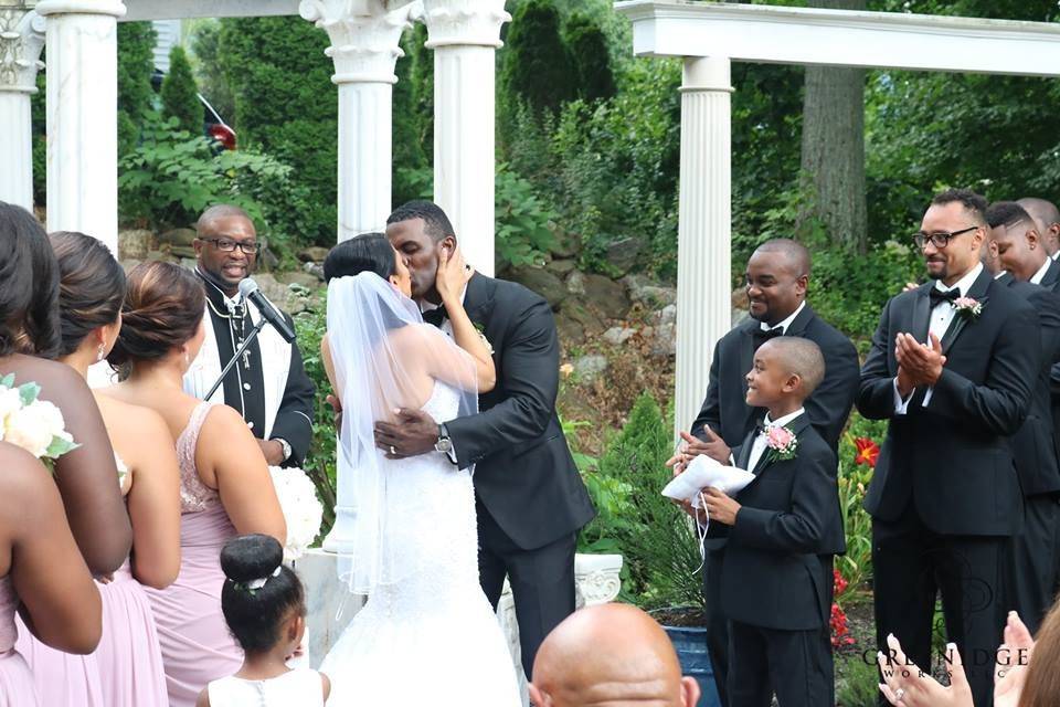 Ceremonial wedding kiss