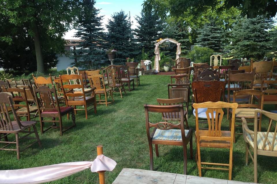 Outdoor wedding setup