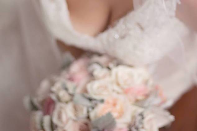 The bride holding a bouquet