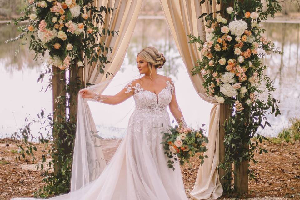 Bride beneath the arch