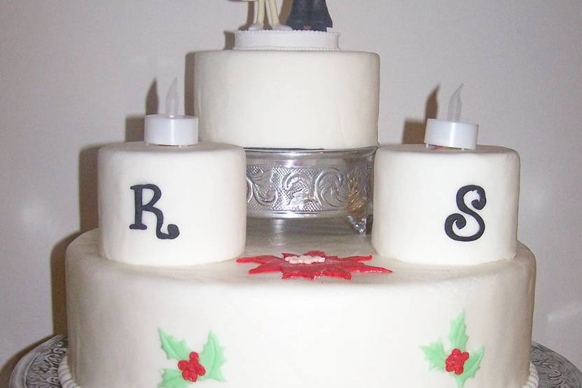 Monogram & Candles Wedding Cake