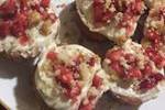 Strawberries and Cream Cheese Frosting on Vanilla Cupcakes