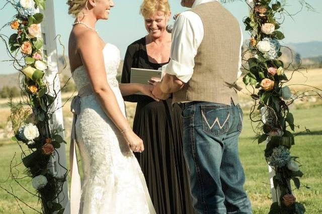 Under the wedding arch