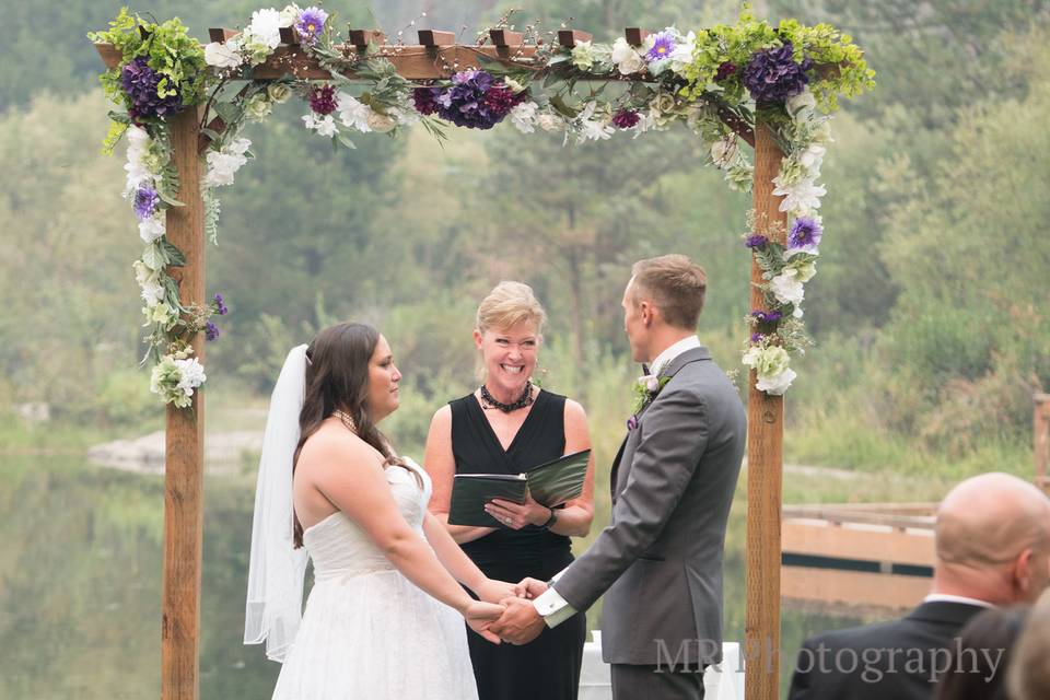 Officiating the couple's marriage