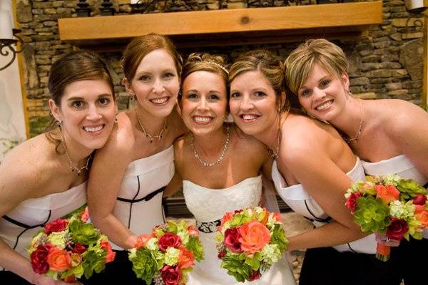 Happy bride and bridesmaids