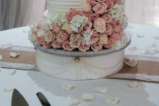 Multiple layered wedding cake