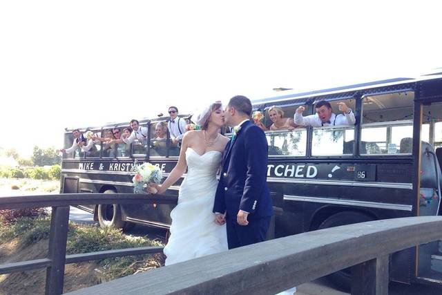 Newlyweds kiss