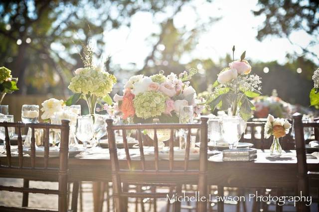 Table setup with flower centerpiece