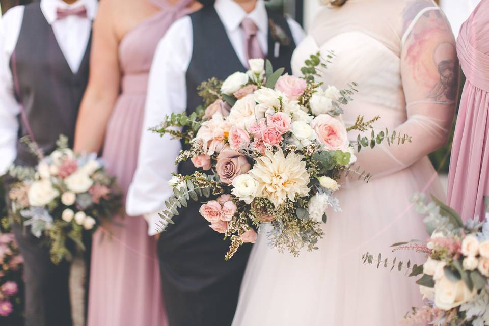 The bride, anemones