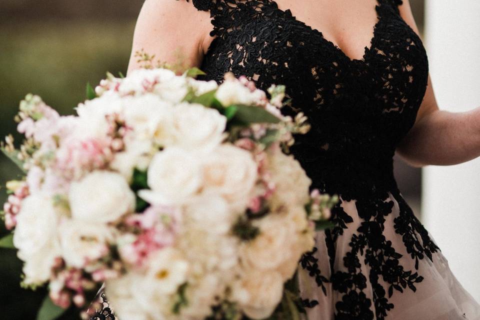 Bride in a black dress