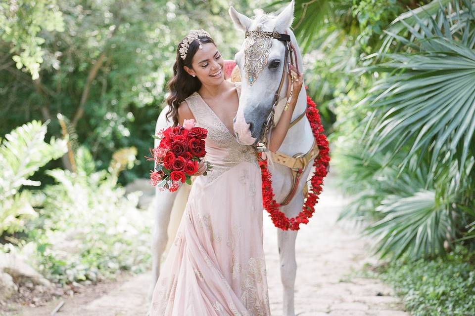 Bride with horse