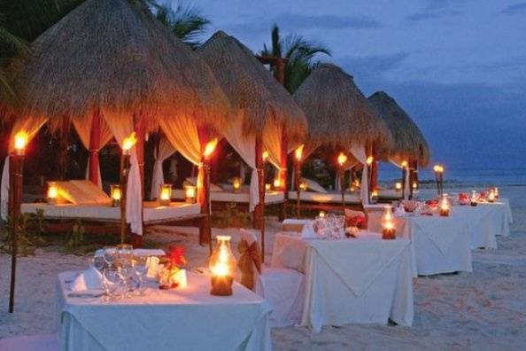 Romantic candlelit dining setup