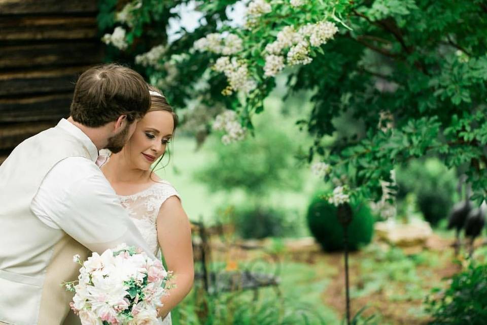 Bride and Groom in the garden