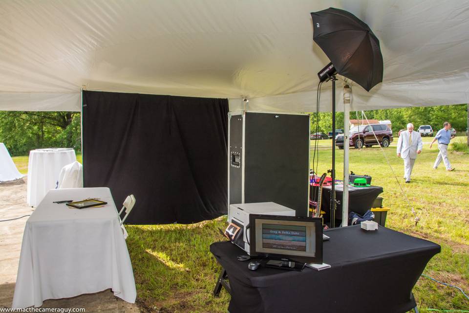 Open format Photo Booth in a field running on a generator.