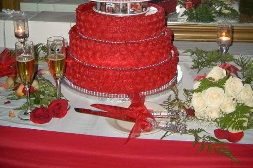 Multiple layered wedding cake