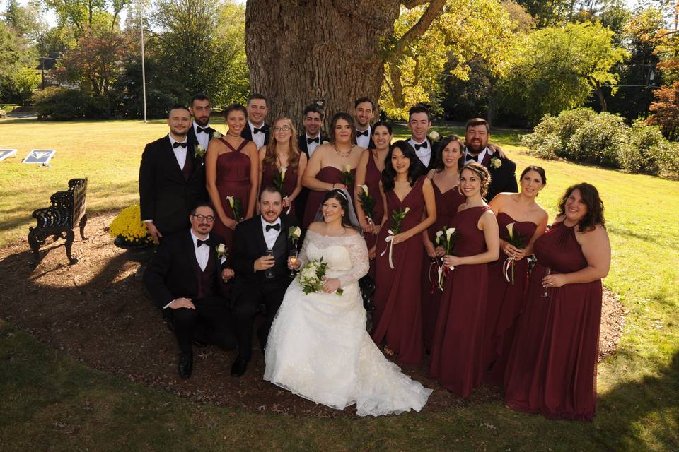 Couple & Bridal Party Outdoors