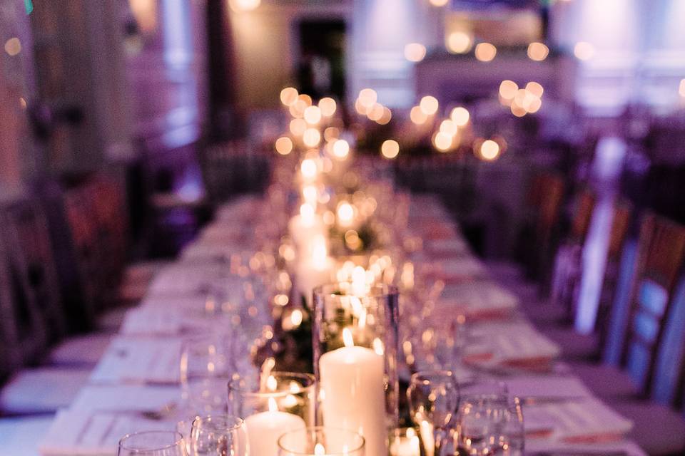 Candle lit tablescape