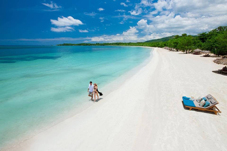 Walking along the beach strip