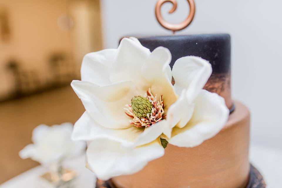 Black cake with Magnolia