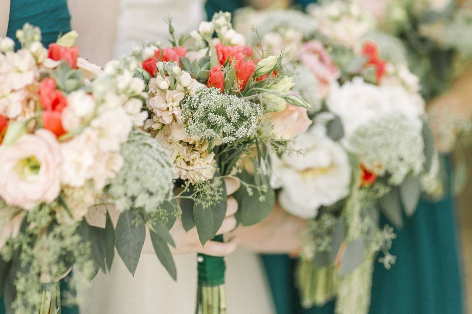 Coral and Succulent Bouquets