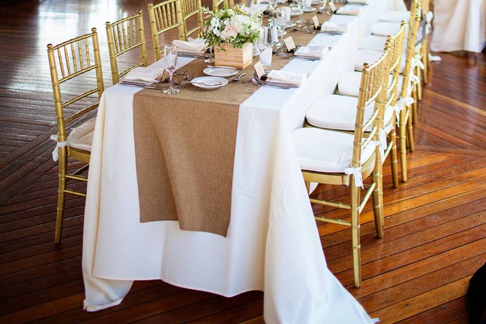 Farm Table in Reception Tent